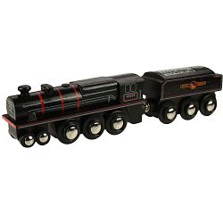 Dřevěná lokomotiva černá lokomotiva s tendrem