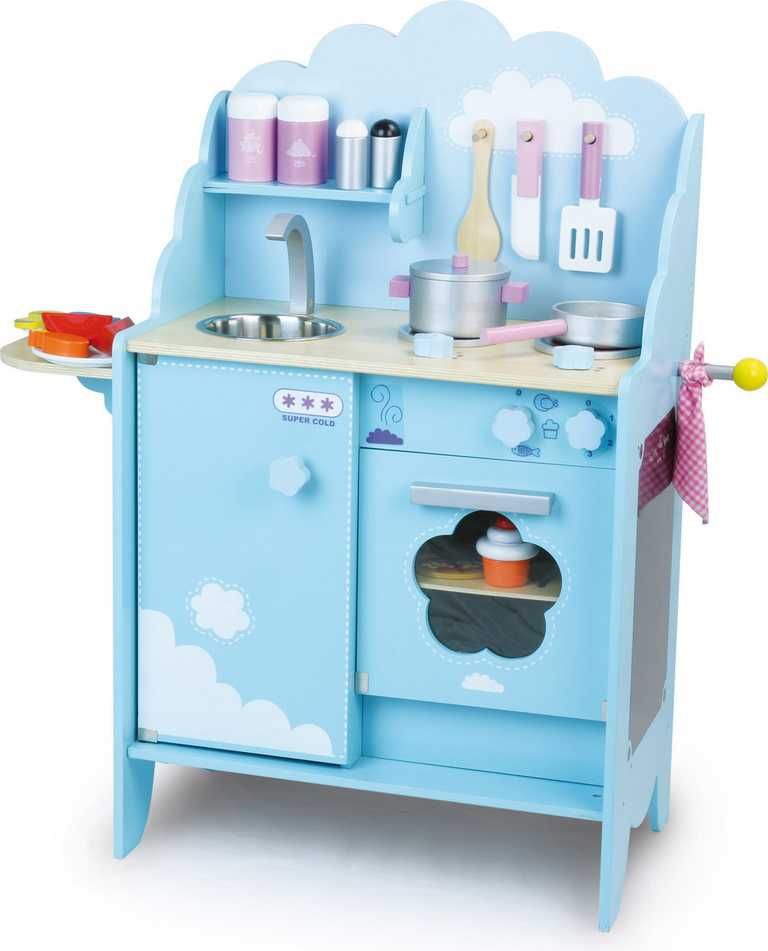 Dětská dřevěná kuchyňka - modré nebe