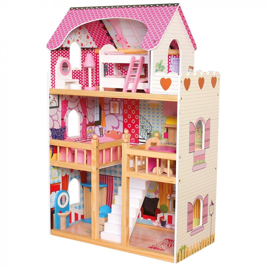 Dřevěný domeček pro panenky BINO 60x90x30