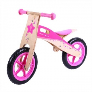 Dětské dřevěné kolo odrážedlo BG - růžové