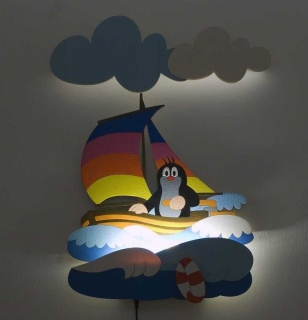Dětská LED lampička na zeď - Krtek s lodí