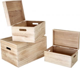 Úložné dřevěné krabice na hračky