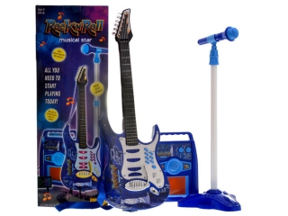 Dětská elektrická kytara se zesilovačem a mikrofonem