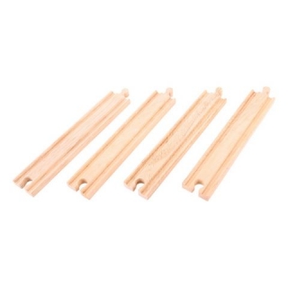 Dřevěné vláčky - koleje rovné 21 cm - 4 Ks
